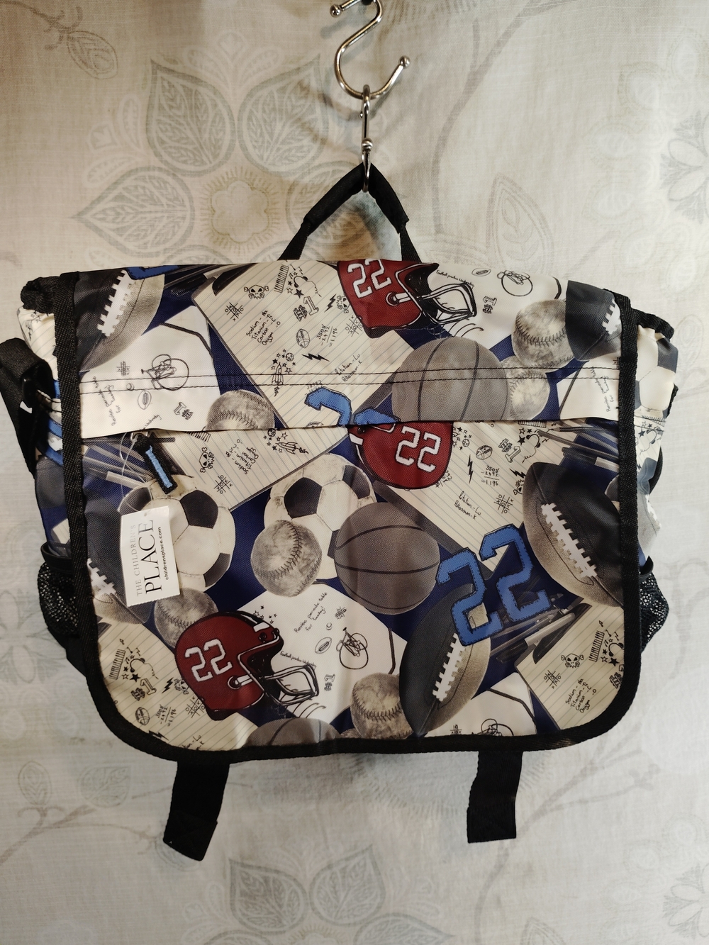 The Children's Place Boys' Sports Print Messenger Bag - Navy/Black/Red